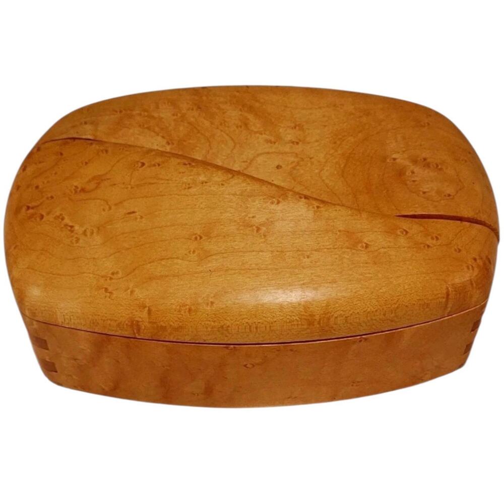 Craig Brown 1987 Wooden Box Hand Carved Yin Yang Jewelry Box Signed MCM